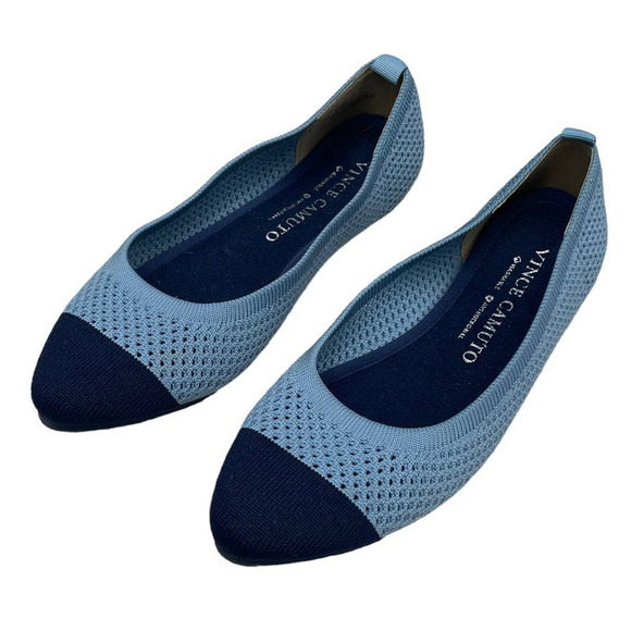 Vince Camuto Femils Blue Washable Cap Toe Ballet Flat - Size 6 1/2 - Picture 2 of 14
